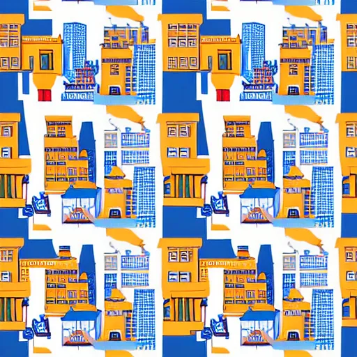 Image similar to fashion house hermes repeating pattern featuring cities and people vector illustration in style of anime realistic uhd 8 k