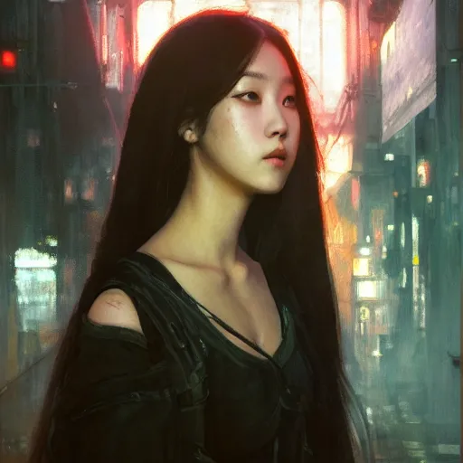 Image similar to jisoo of blackpink, hyperrealistic portrait, bladerunner street, art of elysium by jeremy mann and alphonse mucha, fantasy art, photo realistic, dynamic lighting, artstation, poster, volumetric lighting, very detailed face, 8 k, award winning