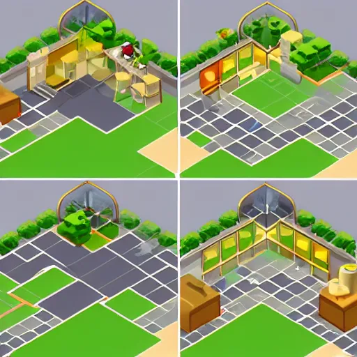 Image similar to isometric tileset for a cooking game