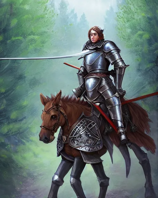 Prompt: concept art of a medival knight, wearing tight medival clothing with slight armour, riding a horse through an aspen forest | | cute - fine - fine details by stanley artgerm lau, wlop, rossdraws, james jean, andrei riabovitchev, marc simonetti, and sakimichan, trending on artstation