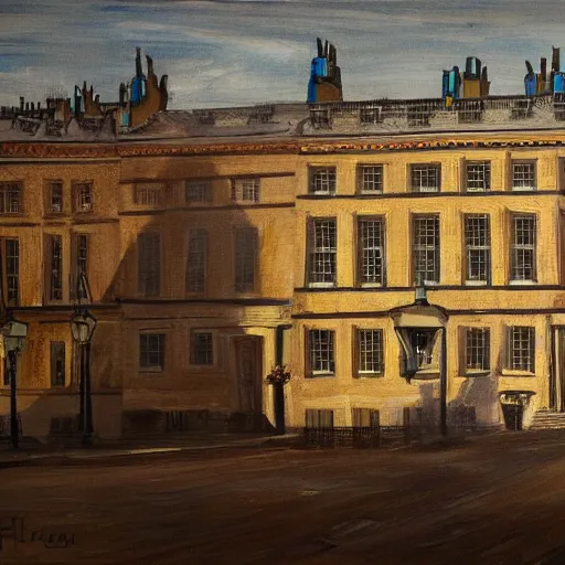 Prompt: A painting of ten downing street in the year 2060, 4k Ultra HD