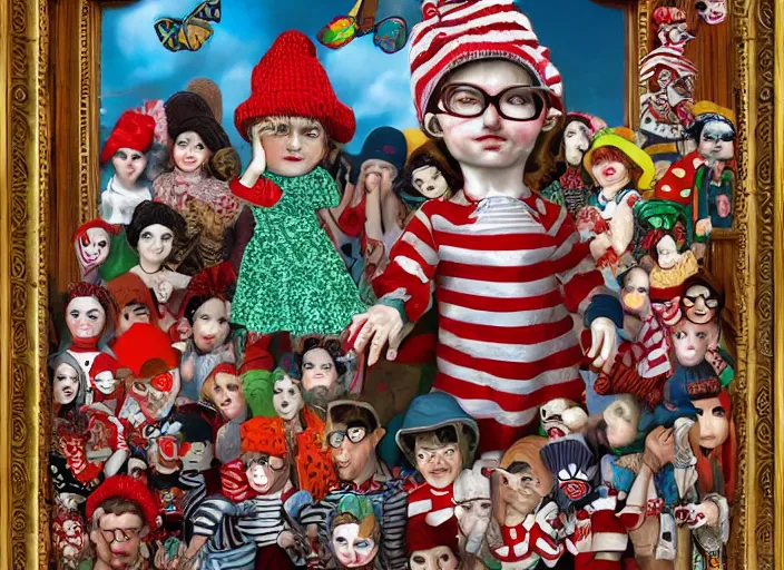 Image similar to where is waldo digital art, lowbrow, matte painting, 3 - d highly detailed, in the style of mark ryden,