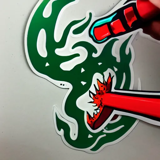 Image similar to die cut sticker, gomu gomu no gatling, splatter paint