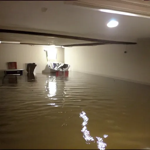 Prompt: a flooded basement, craigslist photo