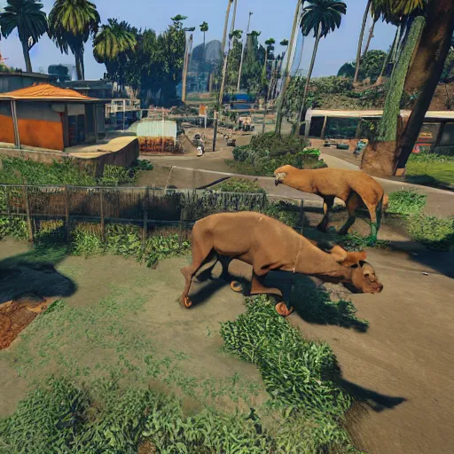 Prompt: a zoo in gta 5 screenshot