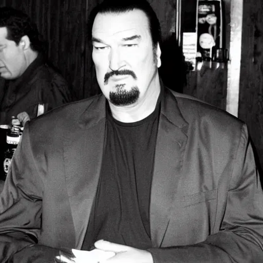 Image similar to steven seagal at a bar, very tired - c 0. 0 0 0 1