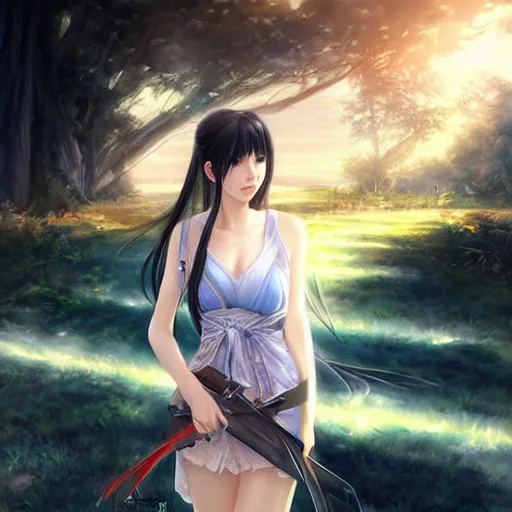 Prompt: beautiful rinoa by wang ling wlop,