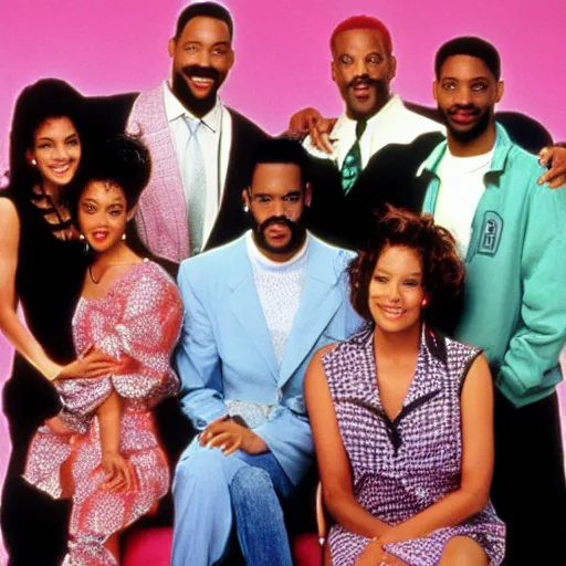 Image similar to the cast of the fresh prince of bel - air 1 9 9 0, publicity photo