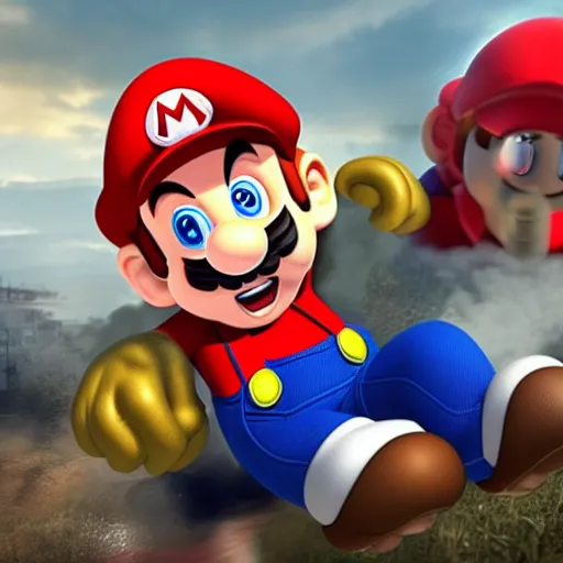 Prompt: Mario in Battlefield