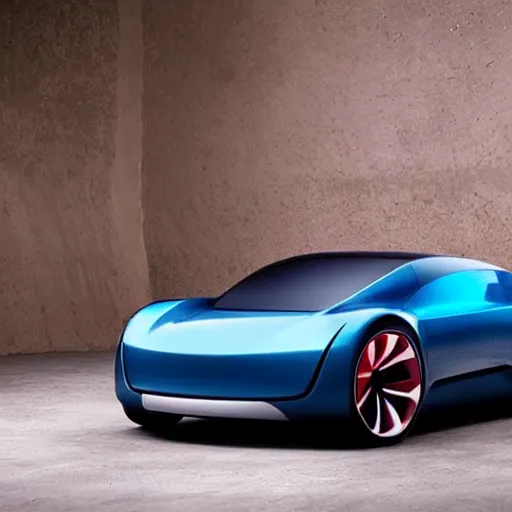 Prompt: a new concept car by tesla and bugatti