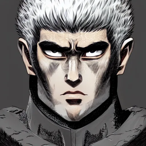 Image similar to portrait of guts from berserk fan art, digital 2d, anime, character, extremely detailed, made by Justin Fields artstation