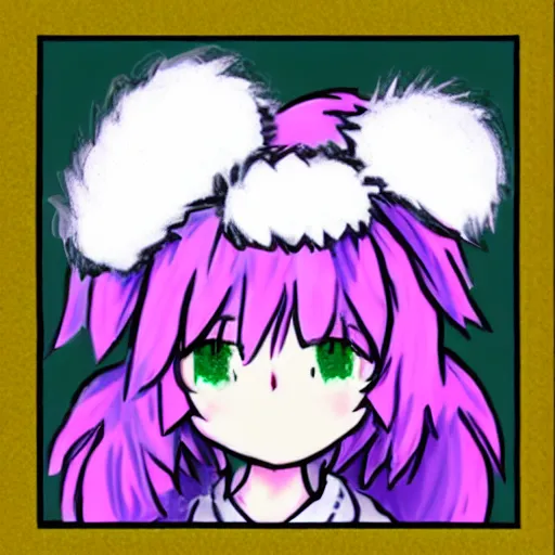 Prompt: Poorly drawn image of the newest Touhou character, badly drawn, fluffy hats