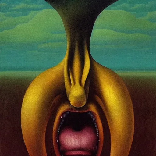 Image similar to banana monster by zdzisław beksinski