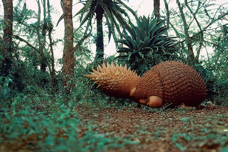 Image similar to a photo of a giant mutant pineapple armadillo in its natural habitat, kodak ektachrome e 1 0 0 photography