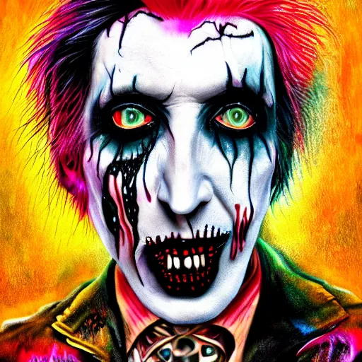 Prompt: an extremely psychedelic portrait of alice cooper as marilyn manson, surreal, lsd, face, detailed, intricate, elegant, lithe, highly detailed, digital painting, artstation, concept art, smooth, sharp focus, illustration,