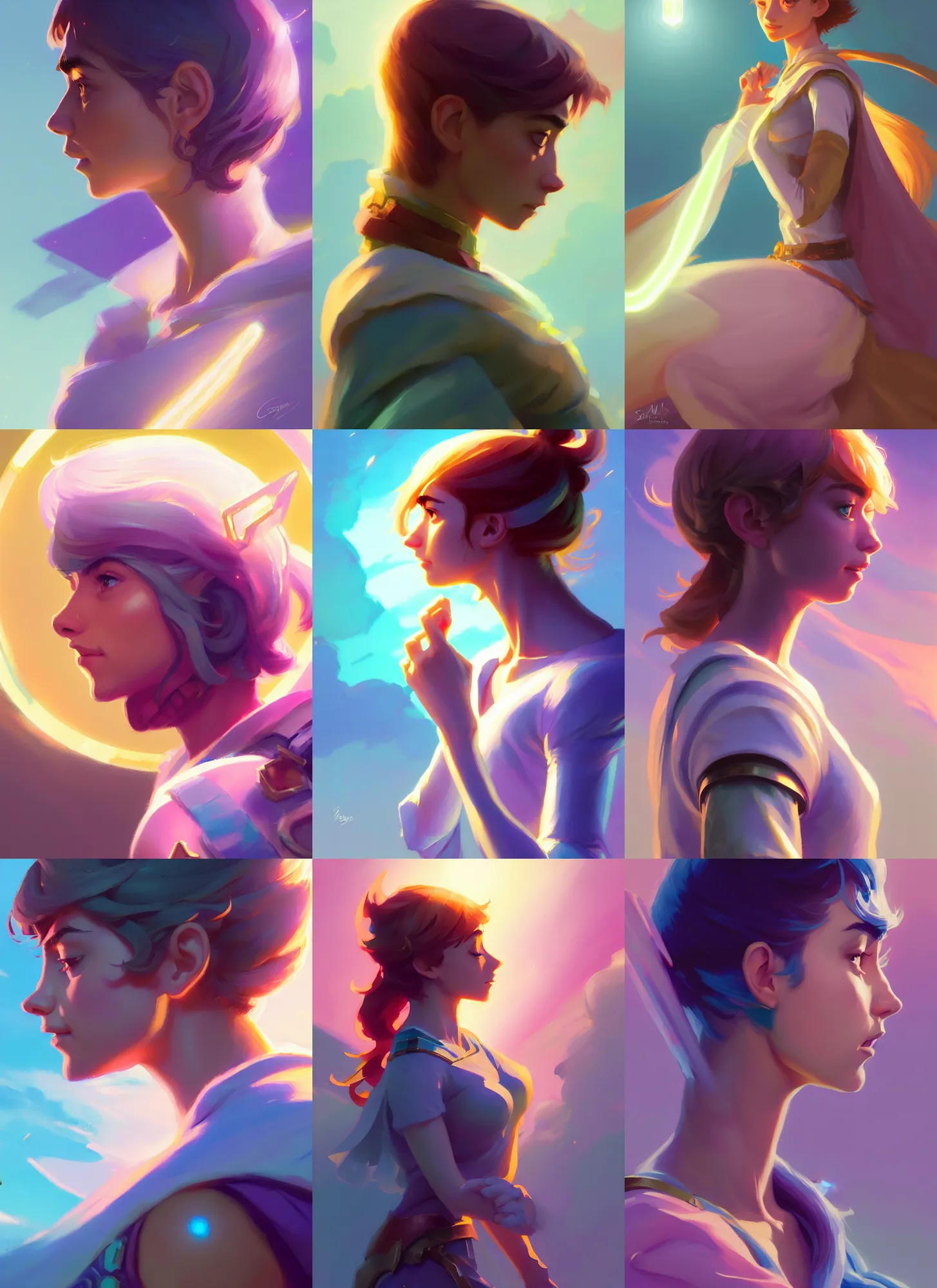 Prompt: side profile, imogen poots paladin, luminescent, tarot, pastel colors, hero world nintendo, by greg manchess, jesper ejsing, by rhads, makoto shinkai and lois van baarle, ilya kuvshinov, rossdraws global illumination