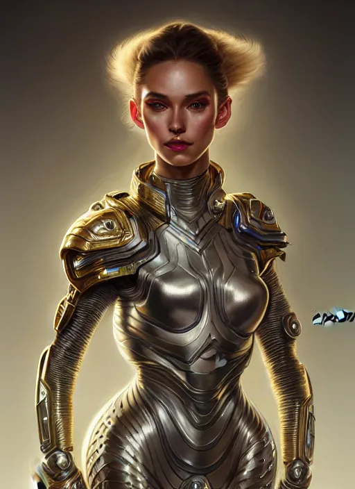 Prompt: glamorous jix, very detailed face, studio lighting, photorealism, wearing futuristic armor , portrait by Magali Villeneuve and Steve Argyle,Livia Prima,Mucha,dress,fantasy art,beautiful,artstation,trending on artstation,intricate details,alluring,masterpiece