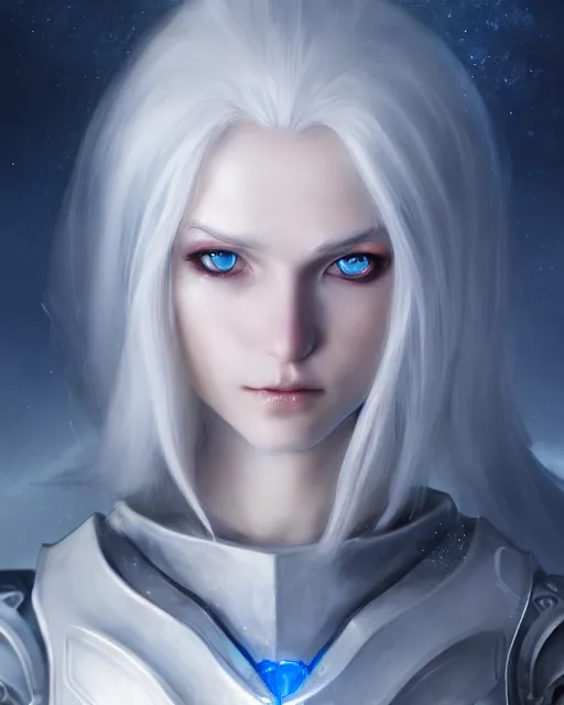 Prompt: perfect white haired girl, ethereal armor, beautiful, pretty face, blue eyes, detailed, windy weather, scifi, platform, laboratory, experiment, 4 k, ultra realistic, epic lighting, high detail, masterpiece, by akihito tsukushi, charlie bowater, ross tran