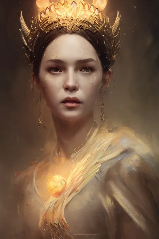 Image similar to a fancy portrait of a dragon queen by Greg Rutkowski, Sung Choi, Mitchell Mohrhauser, Maciej Kuciara, Johnson Ting, Maxim Verehin, Peter Konig, final fantasy , mythical, 8k photorealistic, cinematic lighting, HD, high details, atmospheric,