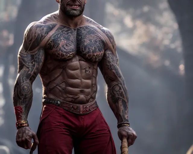 Image similar to dave bautista as goro. highly detailed 8 k. intricate. lifelike. soft diffused light. nikon d 8 5 0.