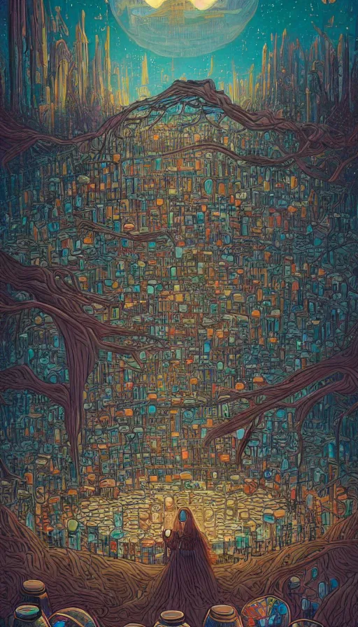 Image similar to The land of the dreaming surrounded by jars full of dreams, futurism, da vinci, Dan Mumford