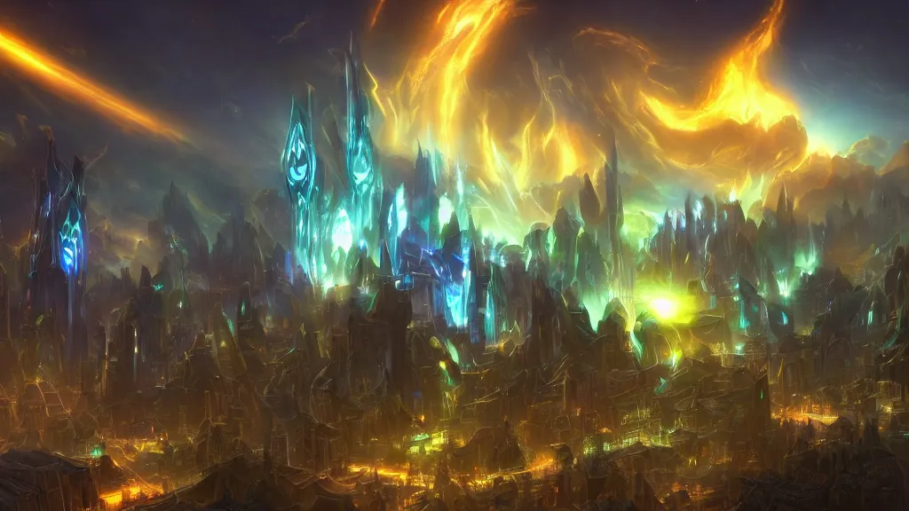 Image similar to incredible protoss city beautiful dramatic lighting