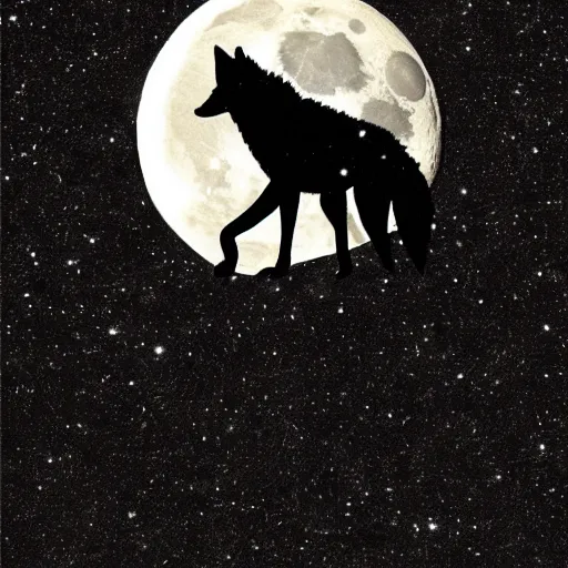 Prompt: a wolf eating the moon