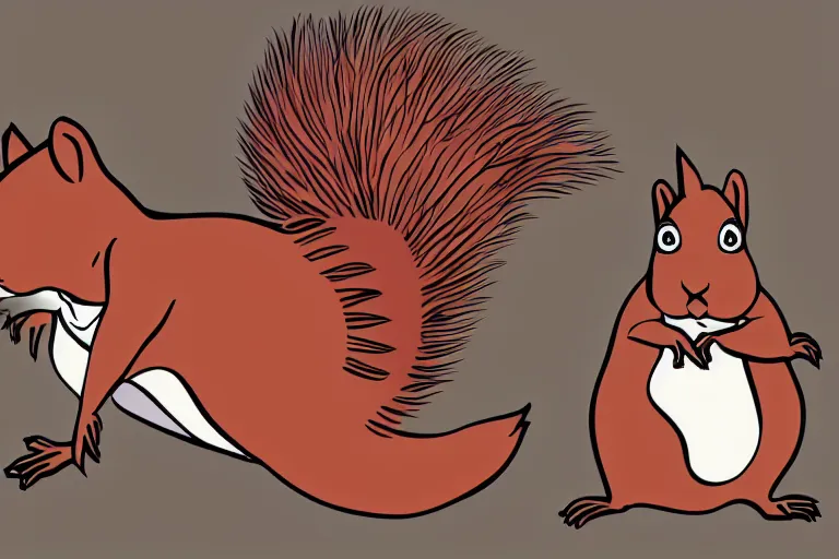 Image similar to a squirrel wearing a pimp costume, vector art