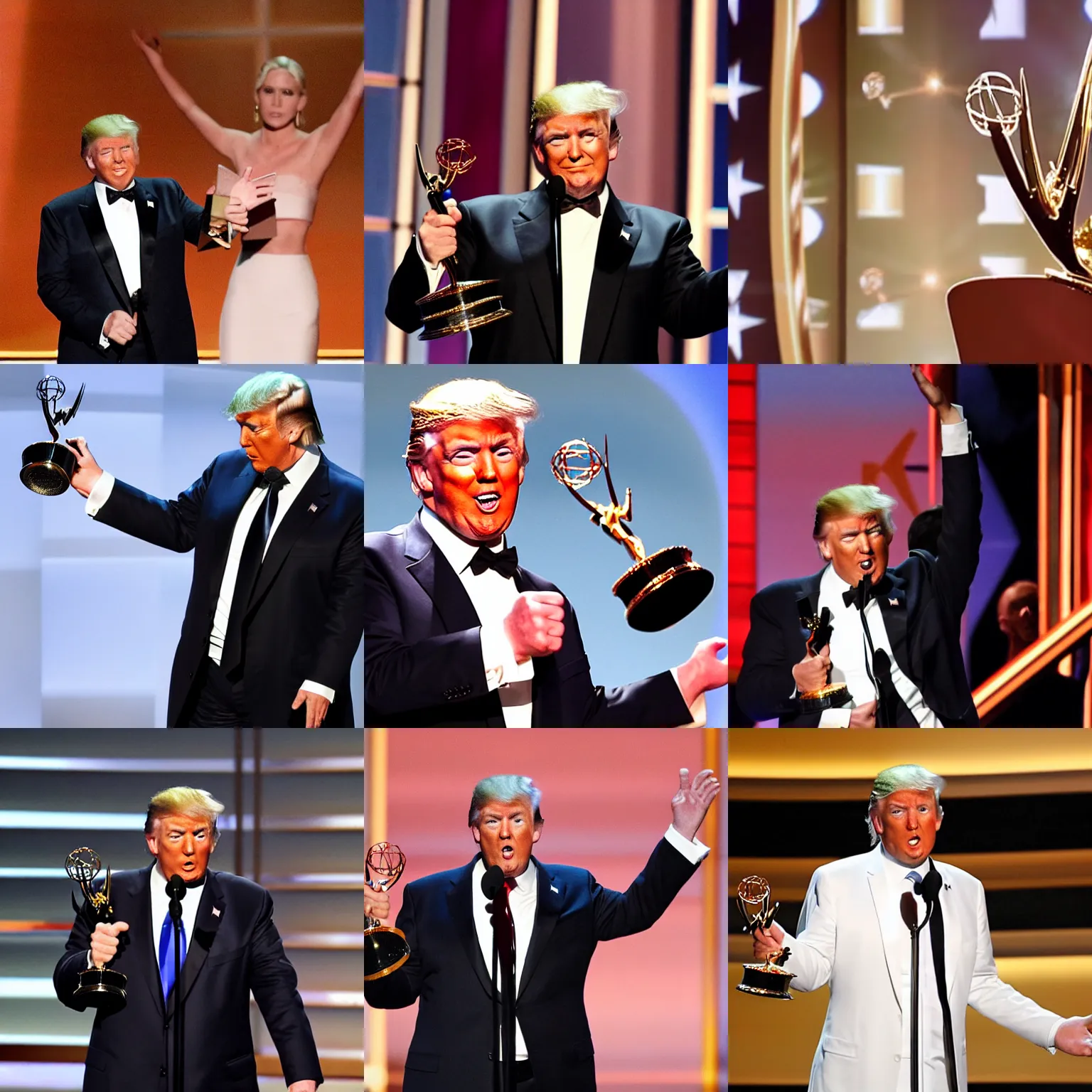 Prompt: Photo of Donald Trump winning an Emmy