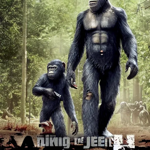 Prompt: planet of the apes In The Walking Dead Very detailed 4K quality Super Realistic