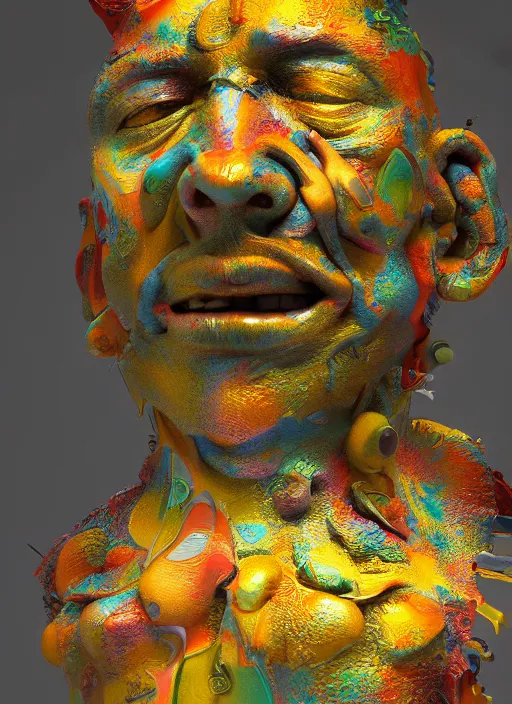 Image similar to 3D abstract resin miniature sculpture by Salvador Dali, psychedelic, abstractionism, realistic, 8K, Hyperrealism, Subsurface scattering, raytracing, Octane Render, Zbrush, simple background