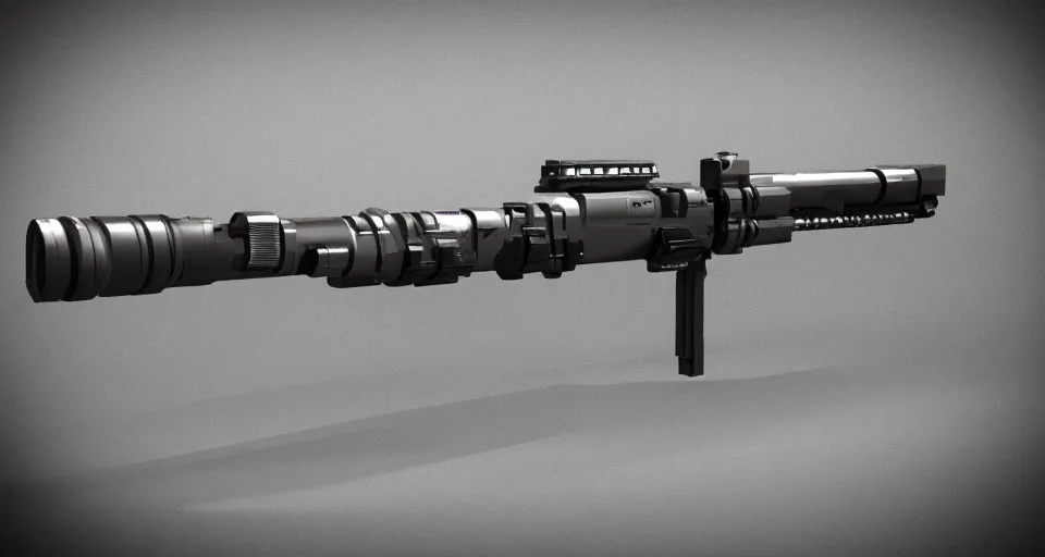 Image similar to extremely detailed ultra realistic side view photo vintage sci fi minimalist laser sniper rifle, detailed trigger, chemically propelled, electric, steel, wood accents, smooth streamline, elegant sleek smooth body, wires, railgun, chemrail, gauss, smooth utopian design, ultra high quality, octane, cod, destiny, warframe, terminator