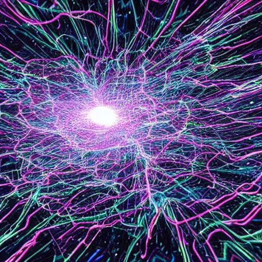 Image similar to chaotic electrons trapped in maelstrom in cyberspace