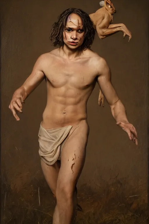 Image similar to Frank Dillane as a satyr, full body, very accurate, normal forehead, oil on canvas, intricate, portrait, 8k, highly professionally detailed, HDR, CGsociety