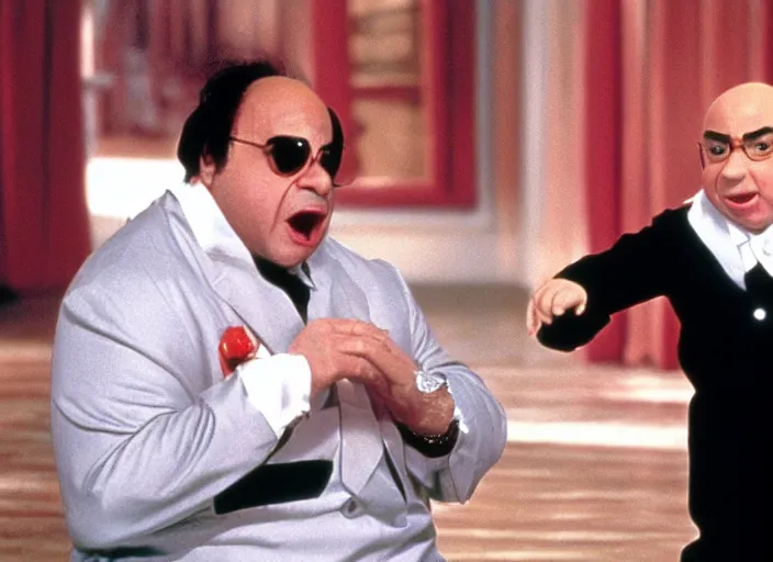 Image similar to film still of Danny Devito as Mini Me from Austin Powers