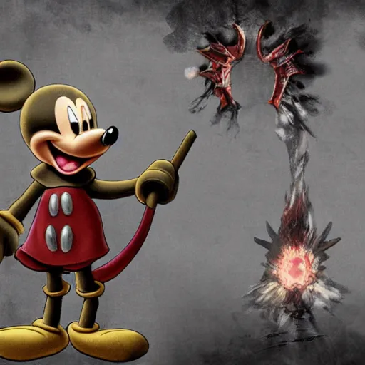 Prompt: Mickey mouse × dark souls