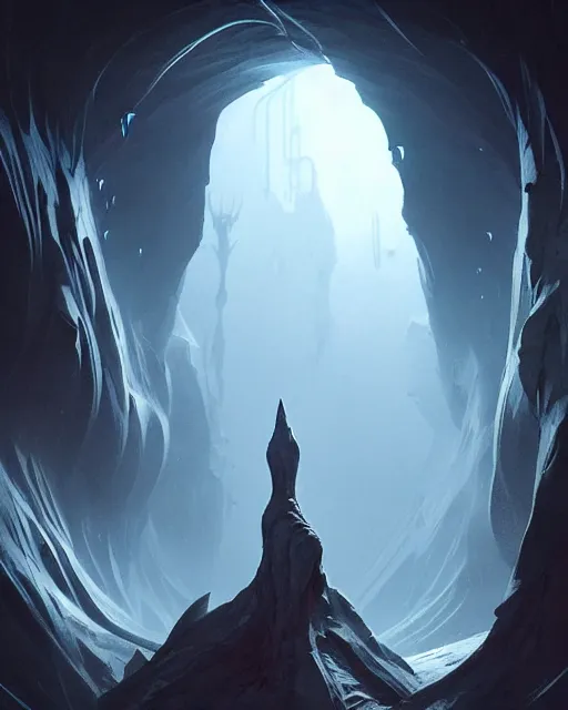 Prompt: professional concept art of a ominous alien floating in a dark cavern by artgerm and greg rutkowski ( thin white border ). an intricate, elegant, highly detailed digital painting, concept art, smooth, sharp focus, illustration, in the style of cam sykes, wayne barlowe, igor kieryluk.