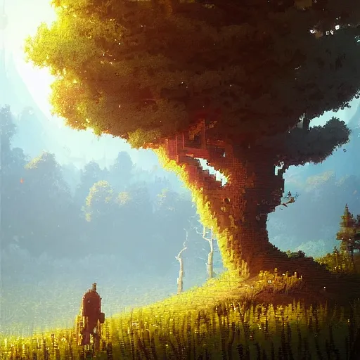 Prompt: tree, pixel art, pixel art, pixel art, pixel art, game concept art, ( ( ( ( ( ( ( ( by greg rutkowski ) ) ) ) ) ) ) )