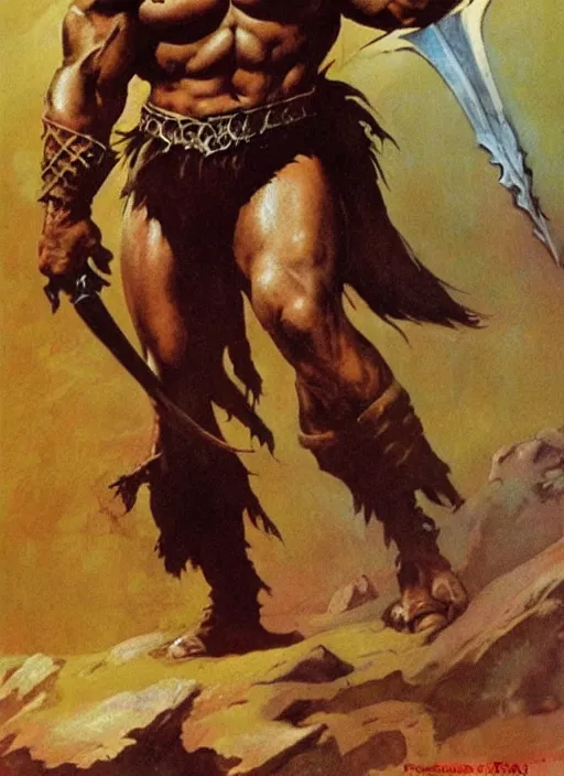 Prompt: Conan the barbarian by frank frazetta
