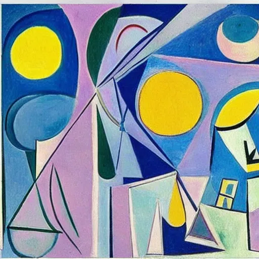 Prompt: the universe if it was painted by pablo picasso in his blue period - 9