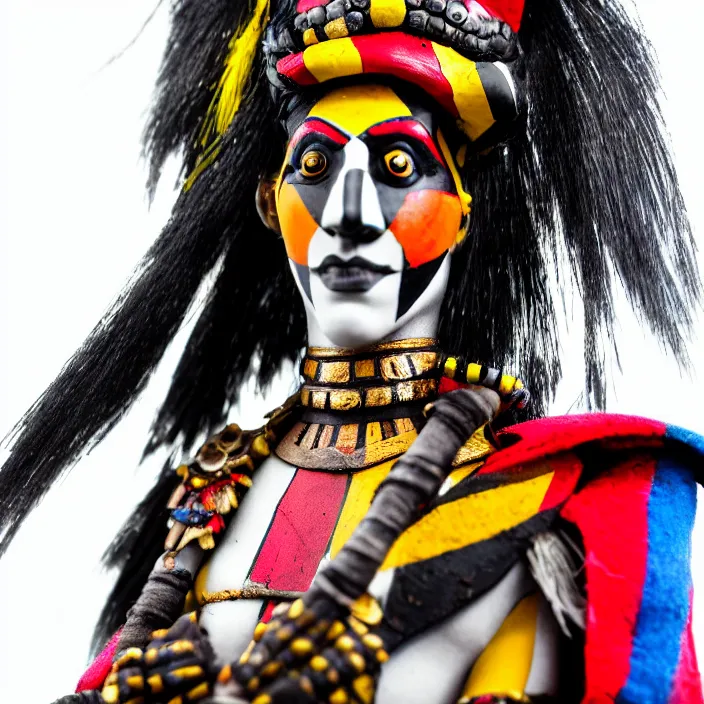 Prompt: full body photograph of a very beautiful harlequin warrior. extremely detailed. dslr. 8 5 mm.
