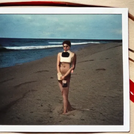 Prompt: polaroid beach gender reversal Tarkovsky