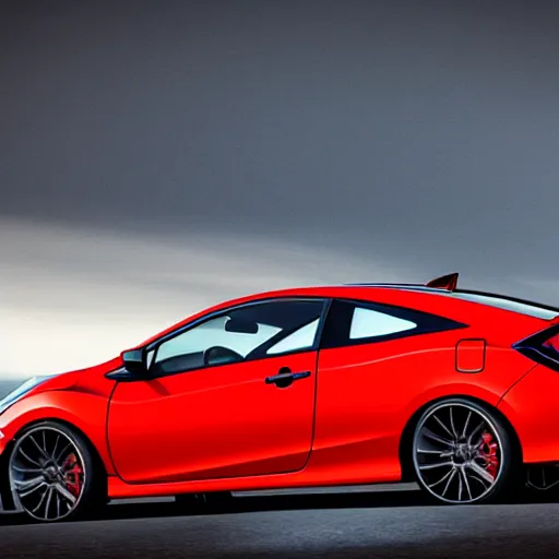 Image similar to 2 0 1 3 civic si coupe with no wheels and ultra realistic mirror paint unreal engine