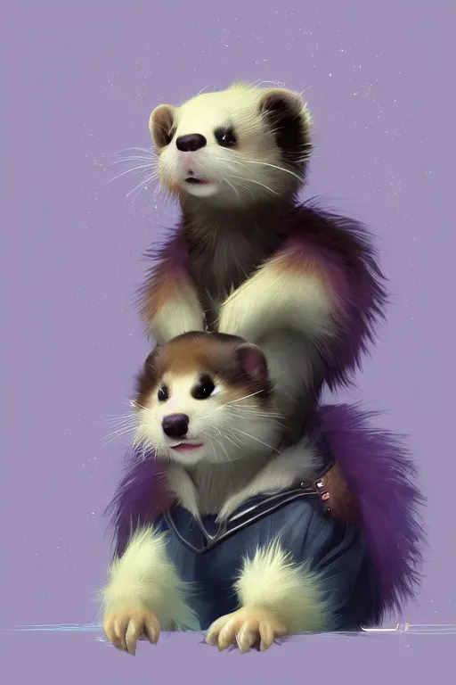 Image similar to Vaporware version of a cute ferret with a saber concept art, Artstation