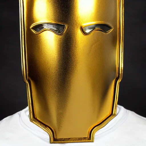 Image similar to retrofuture cyberpunk spartan tall holding spear golden face mask gold armor ryan church, jon mccoy, george hull