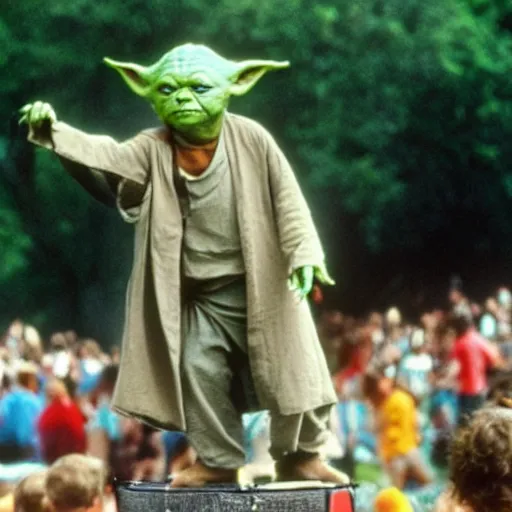 Image similar to yoda performing at woodstock