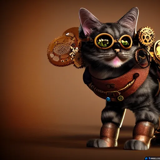 Image similar to steampunk cat shaman octane render style of arcane