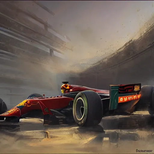 Image similar to formula one geog darrow greg rutkowski