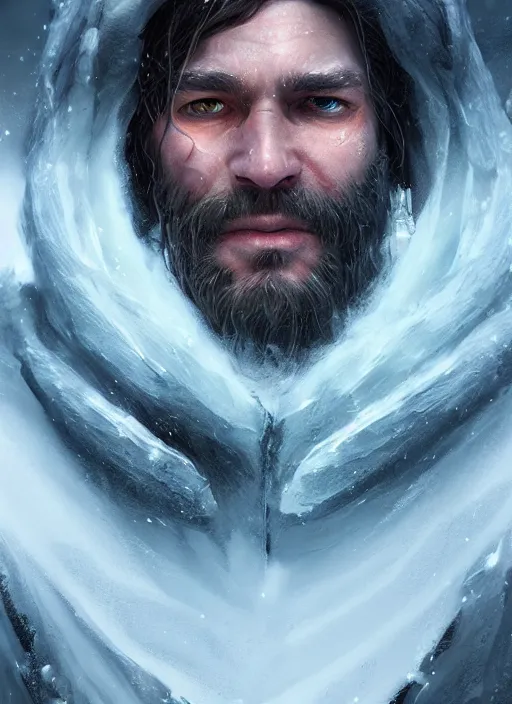 Prompt: portrait, face of an ice wizard, dramatic lighting, cinematic, establishing shot, extremly high detail, photo realistic, cinematic lighting, post processed, concept art, artstation, matte painting, style by eddie mendoza, raphael lacoste, alex ross