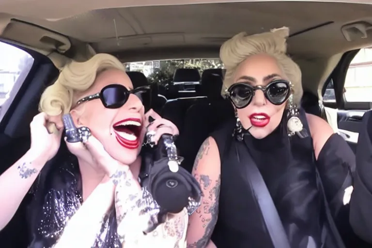 Image similar to lady gaga and judy garland carpool karaoke